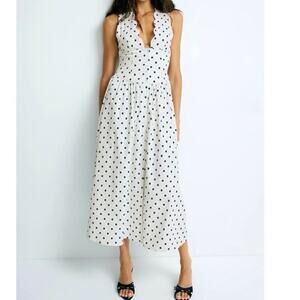 WEWOREWHAT Button Front Scallop polka dot Dress Size XS